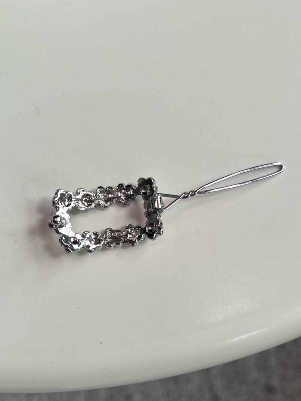 Crystal Rectangle Rhinestone Hair Barrette - Picture 6 of 7